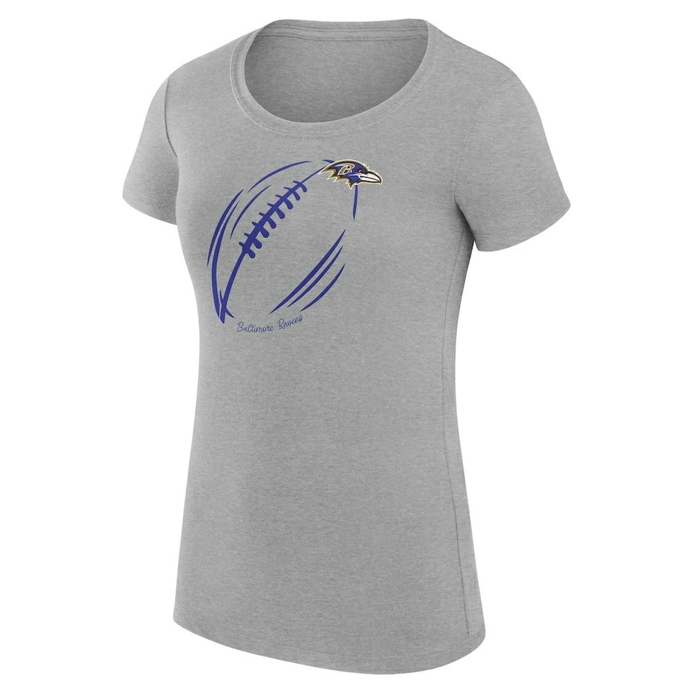 Baltimore Ravens G-III 4Her by Carl Banks Women's Super-Slim Fit Lightweight Subtle Football T-Shirt - Heather Gray T-shirts