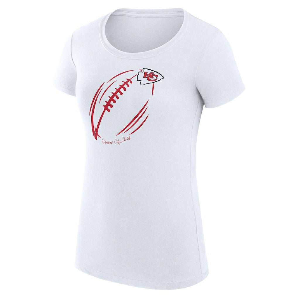 Kansas City Chiefs G-III 4Her by Carl Banks Women's Super-Slim Fit Lightweight Subtle Football T-Shirt - White T-shirts
