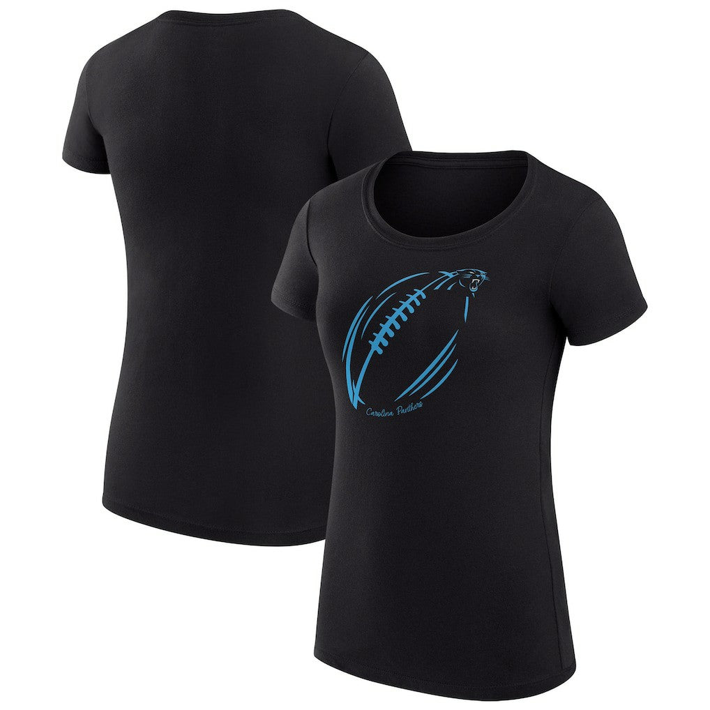 Carolina Panthers G-III 4Her by Carl Banks Women's Super-Slim Fit Lightweight Subtle Football T-Shirt - Black T-shirts