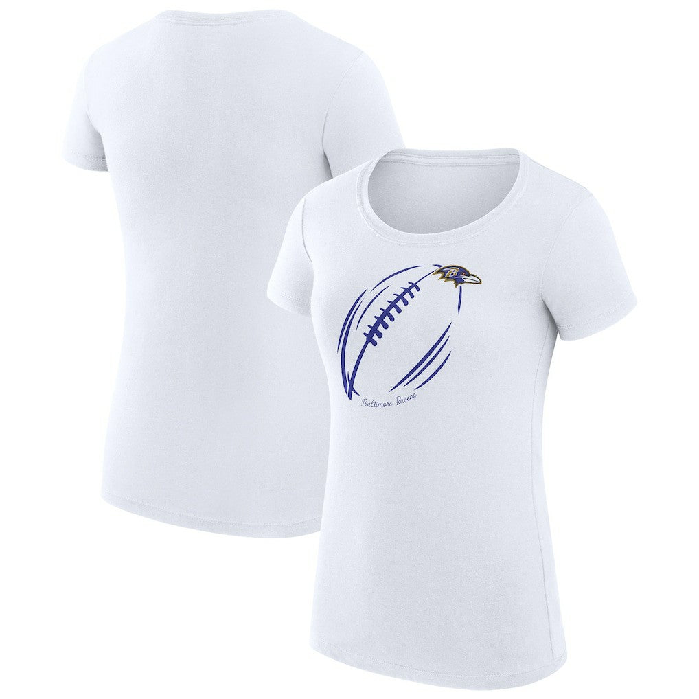 Baltimore Ravens G-III 4Her by Carl Banks Women's Super-Slim Fit Lightweight Subtle Football T-Shirt - White T-shirts