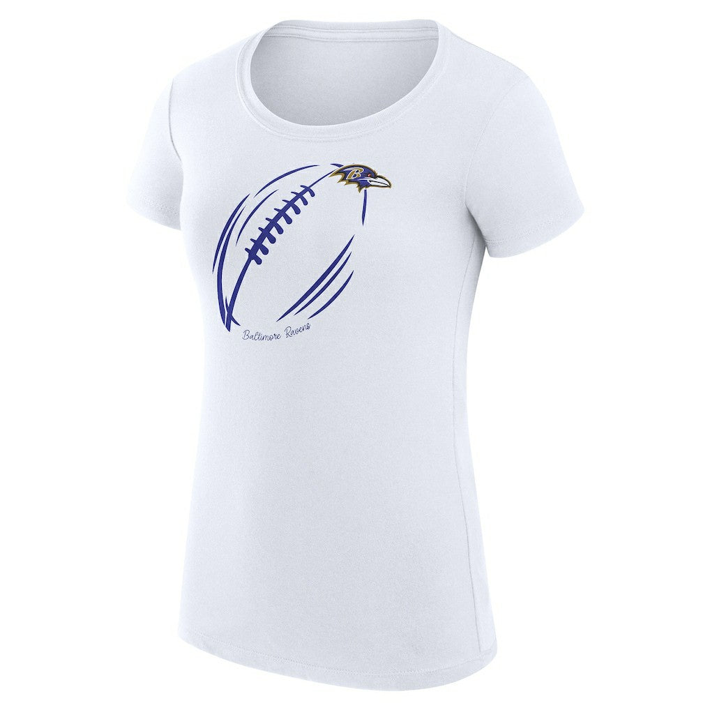 Baltimore Ravens G-III 4Her by Carl Banks Women's Super-Slim Fit Lightweight Subtle Football T-Shirt - White T-shirts