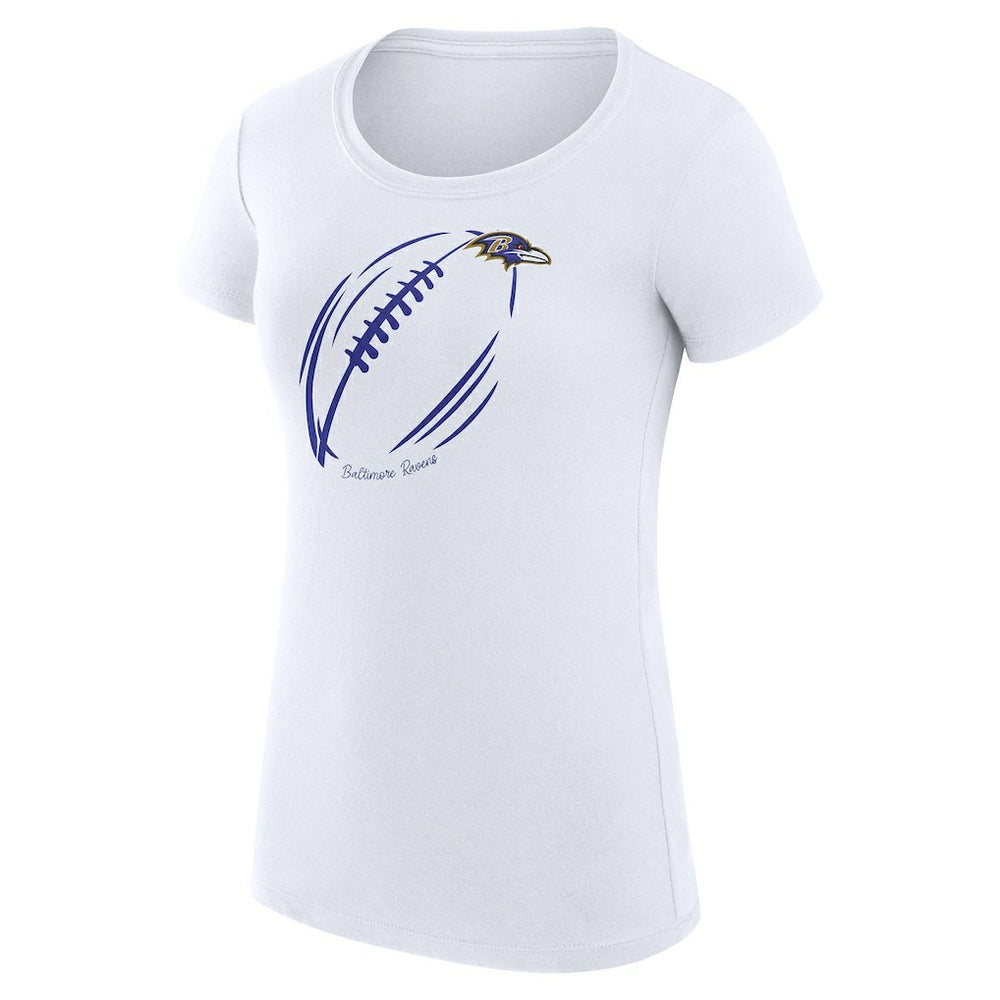 Baltimore Ravens G-III 4Her by Carl Banks Women's Super-Slim Fit Lightweight Subtle Football T-Shirt - White T-shirts