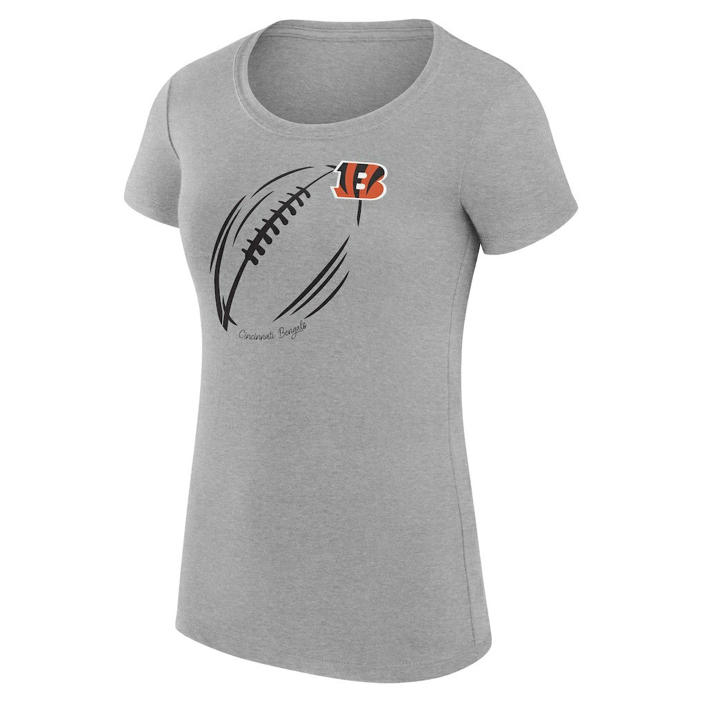 Cincinnati Bengals G-III 4Her by Carl Banks Women's Super-Slim Fit Lightweight Subtle Football T-Shirt - Heather Gray T-shirts