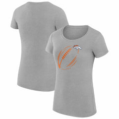 Denver Broncos G-III 4Her by Carl Banks Women's Super-Slim Fit Lightweight Subtle Football T-Shirt - Heather Gray T-shirts