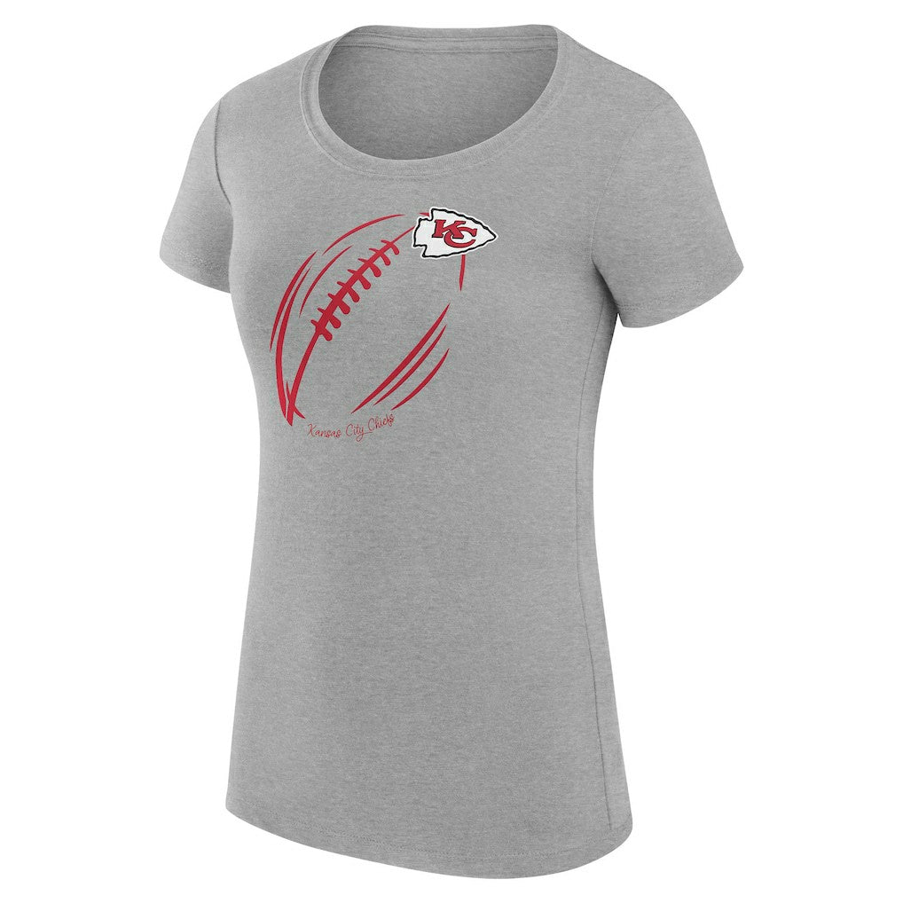 Kansas City Chiefs G-III 4Her by Carl Banks Women's Super-Slim Fit Lightweight Subtle Football T-Shirt - Heather Gray T-shirts