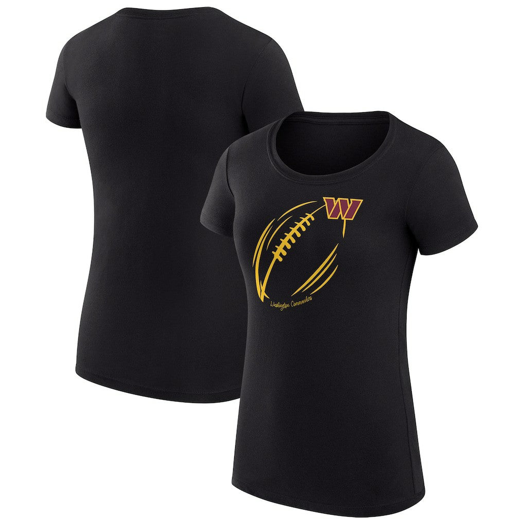 Washington Commanders G-III 4Her by Carl Banks Women's Super-Slim Fit Lightweight Subtle Football T-Shirt - Black T-shirts