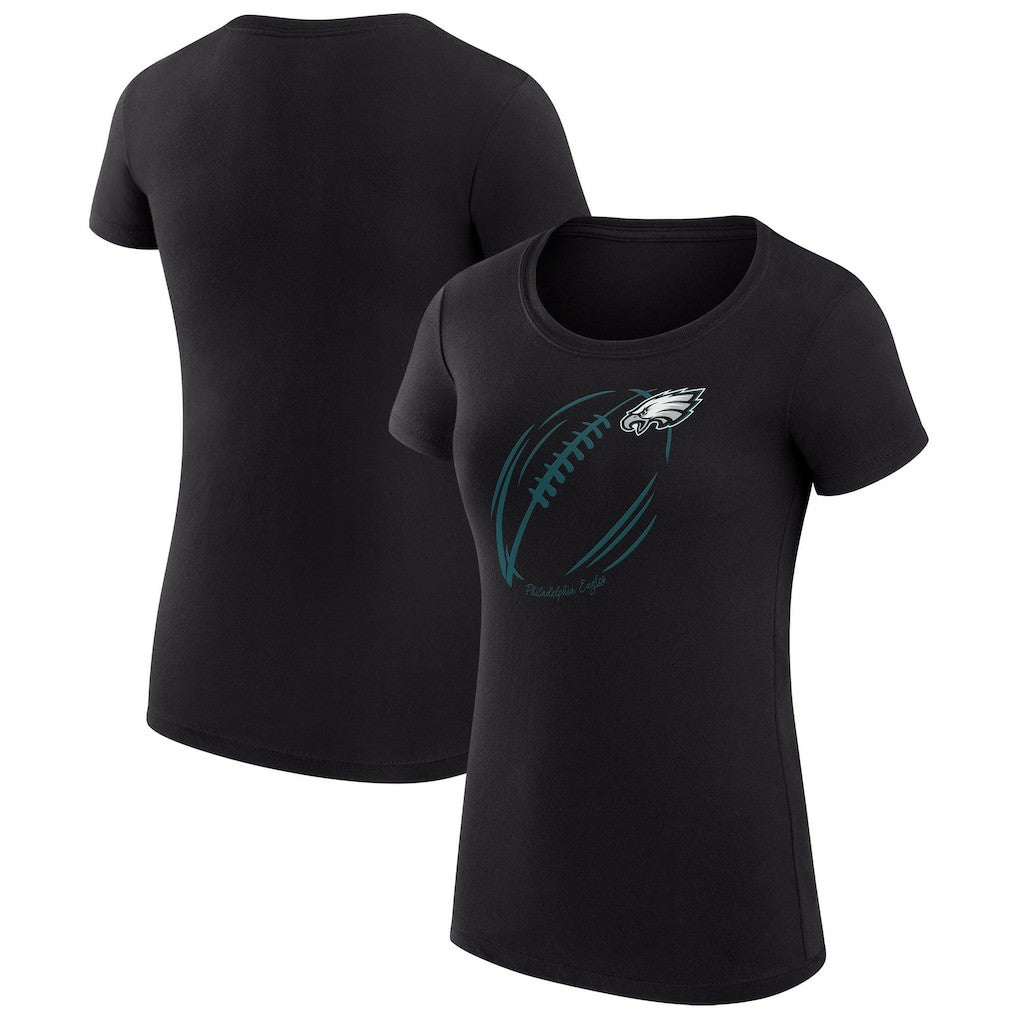 Philadelphia Eagles G-III 4Her by Carl Banks Women's Super-Slim Fit Lightweight Subtle Football T-Shirt - Black T-shirts