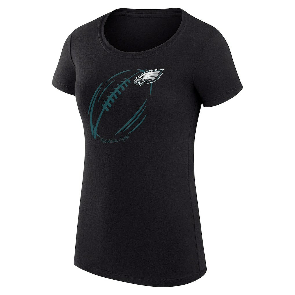 Philadelphia Eagles G-III 4Her by Carl Banks Women's Super-Slim Fit Lightweight Subtle Football T-Shirt - Black T-shirts