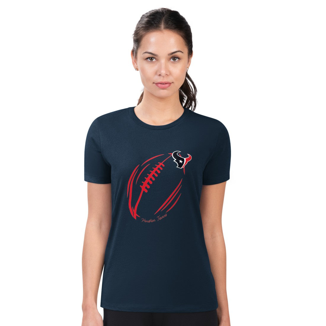 Houston Texans G-III 4Her by Carl Banks Women's Super-Slim Fit Lightweight Subtle Football T-Shirt - Navy T-shirts