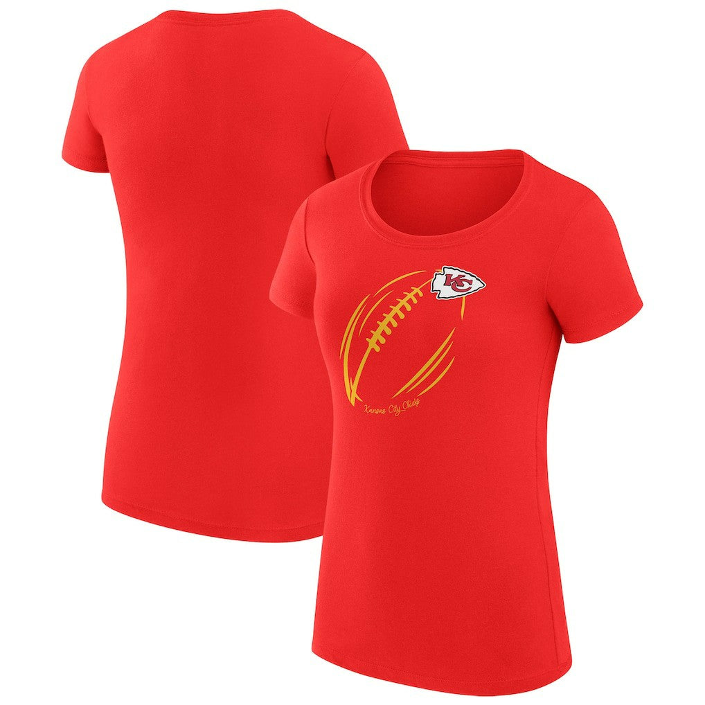 Kansas City Chiefs G-III 4Her by Carl Banks Women's Super-Slim Fit Lightweight Subtle Football T-Shirt - Red T-shirts