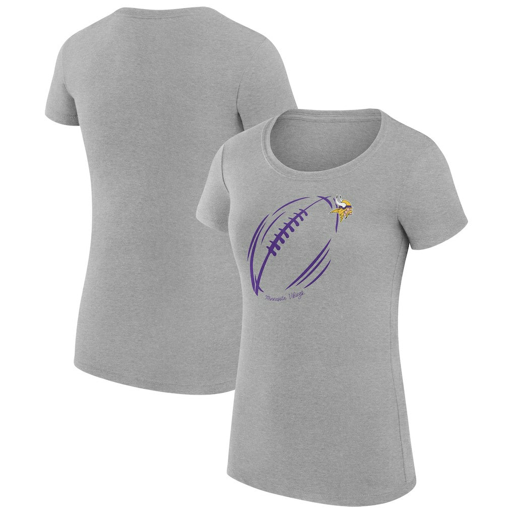 Minnesota Vikings G-III 4Her by Carl Banks Women's Super-Slim Fit Lightweight Subtle Football T-Shirt - Heather Gray T-shirts