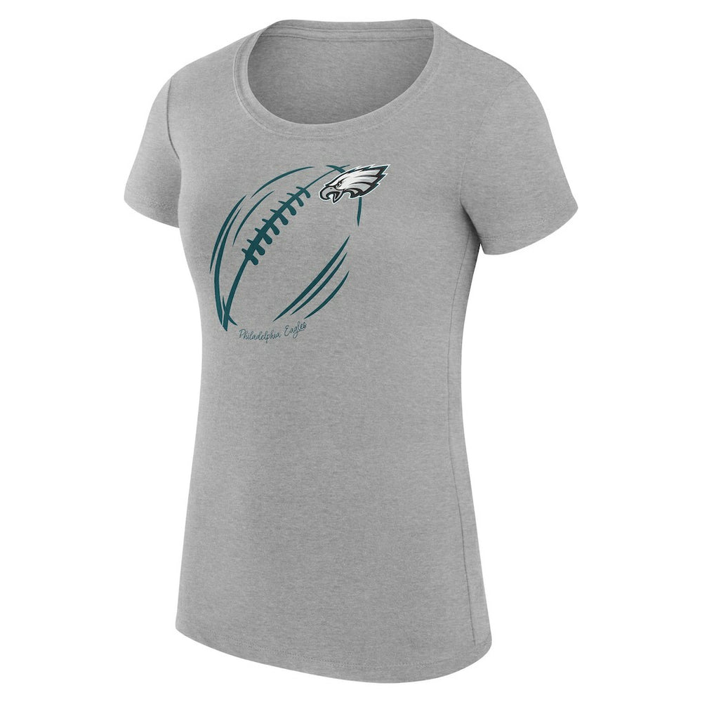 Philadelphia Eagles G-III 4Her by Carl Banks Women's Super-Slim Fit Lightweight Subtle Football T-Shirt - Heather Gray T-shirts