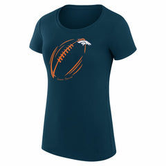 Denver Broncos G-III 4Her by Carl Banks Women's Super-Slim Fit Lightweight Subtle Football T-Shirt - Navy T-shirts