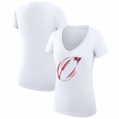 Tampa Bay Buccaneers G-III 4Her by Carl Banks Women's Super-Slim Fit Lightweight Subtle Football V-Neck T-Shirt - White T-shirts