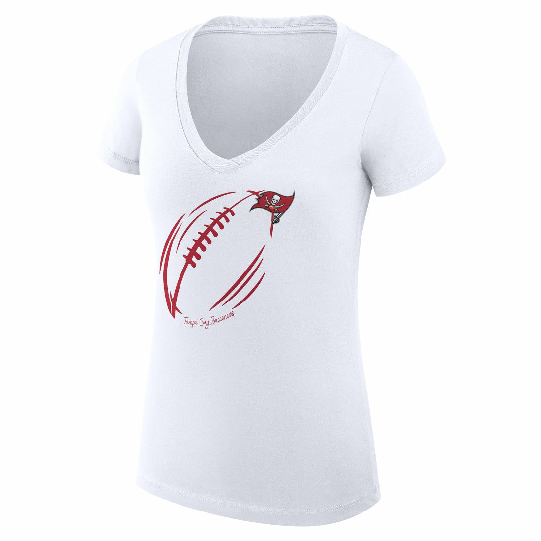 Tampa Bay Buccaneers G-III 4Her by Carl Banks Women's Super-Slim Fit Lightweight Subtle Football V-Neck T-Shirt - White T-shirts