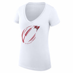 Tampa Bay Buccaneers G-III 4Her by Carl Banks Women's Super-Slim Fit Lightweight Subtle Football V-Neck T-Shirt - White T-shirts