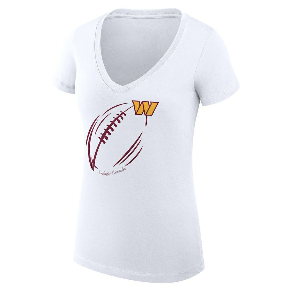 Washington Commanders G-III 4Her by Carl Banks Women's Super-Slim Fit Lightweight Subtle Football V-Neck T-Shirt - White T-shirts