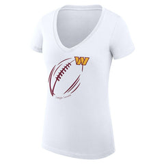 Washington Commanders G-III 4Her by Carl Banks Women's Super-Slim Fit Lightweight Subtle Football V-Neck T-Shirt - White T-shirts