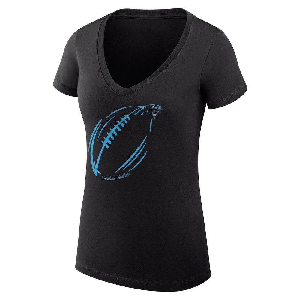 Carolina Panthers G-III 4Her by Carl Banks Women's Super-Slim Fit Lightweight Subtle Football V-Neck T-Shirt - Black T-shirts