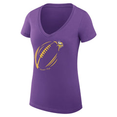 Minnesota Vikings G-III 4Her by Carl Banks Women's Super-Slim Fit Lightweight Subtle Football V-Neck T-Shirt - Purple T-shirts