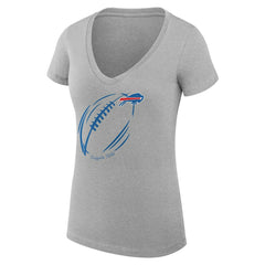 Buffalo Bills G-III 4Her by Carl Banks Women's Super-Slim Fit Lightweight Subtle Football V-Neck T-Shirt - Heather Gray T-shirts
