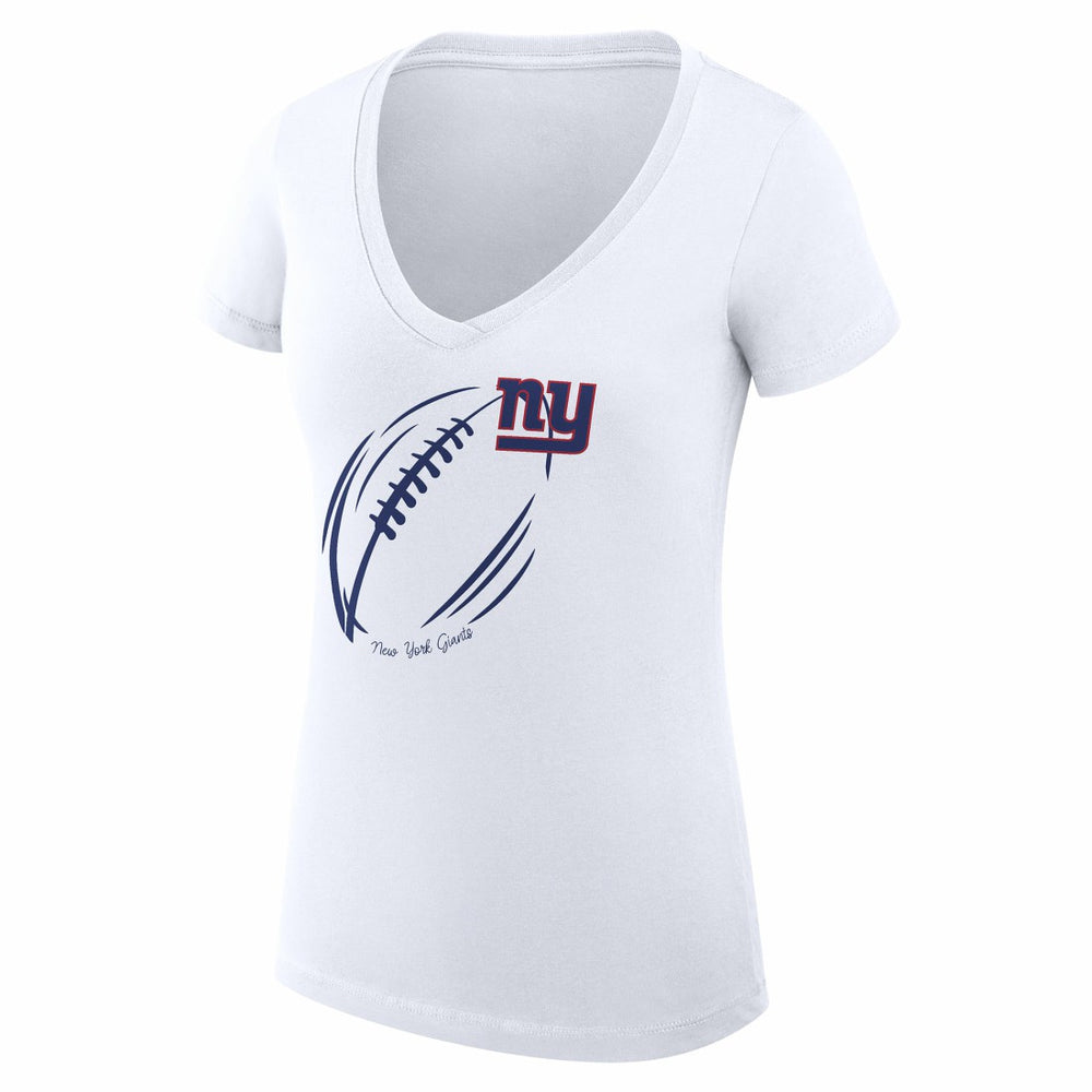 New York Giants G-III 4Her by Carl Banks Women's Super-Slim Fit Lightweight Subtle Football V-Neck T-Shirt - White T-shirts