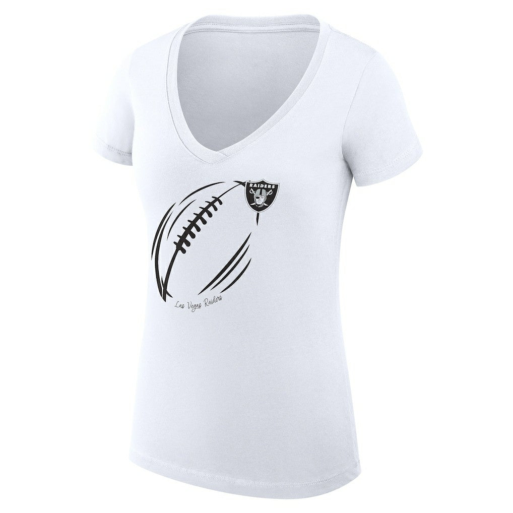 Las Vegas Raiders G-III 4Her by Carl Banks Women's Super-Slim Fit Lightweight Subtle Football V-Neck T-Shirt - White T-shirts