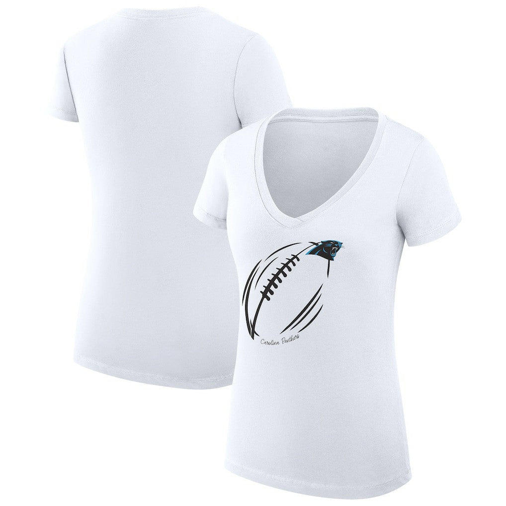Carolina Panthers G-III 4Her by Carl Banks Women's Super-Slim Fit Lightweight Subtle Football V-Neck T-Shirt - White T-shirts