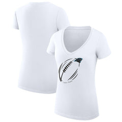 Carolina Panthers G-III 4Her by Carl Banks Women's Super-Slim Fit Lightweight Subtle Football V-Neck T-Shirt - White T-shirts