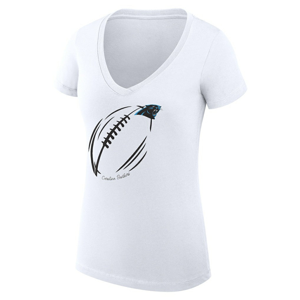 Carolina Panthers G-III 4Her by Carl Banks Women's Super-Slim Fit Lightweight Subtle Football V-Neck T-Shirt - White T-shirts