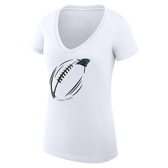 Carolina Panthers G-III 4Her by Carl Banks Women's Super-Slim Fit Lightweight Subtle Football V-Neck T-Shirt - White T-shirts