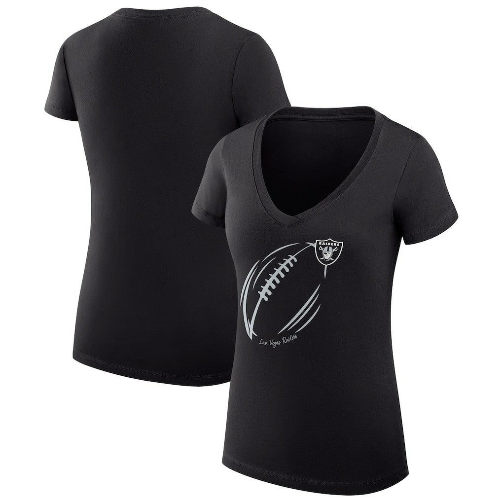 Las Vegas Raiders G-III 4Her by Carl Banks Women's Super-Slim Fit Lightweight Subtle Football V-Neck T-Shirt - Black T-shirts