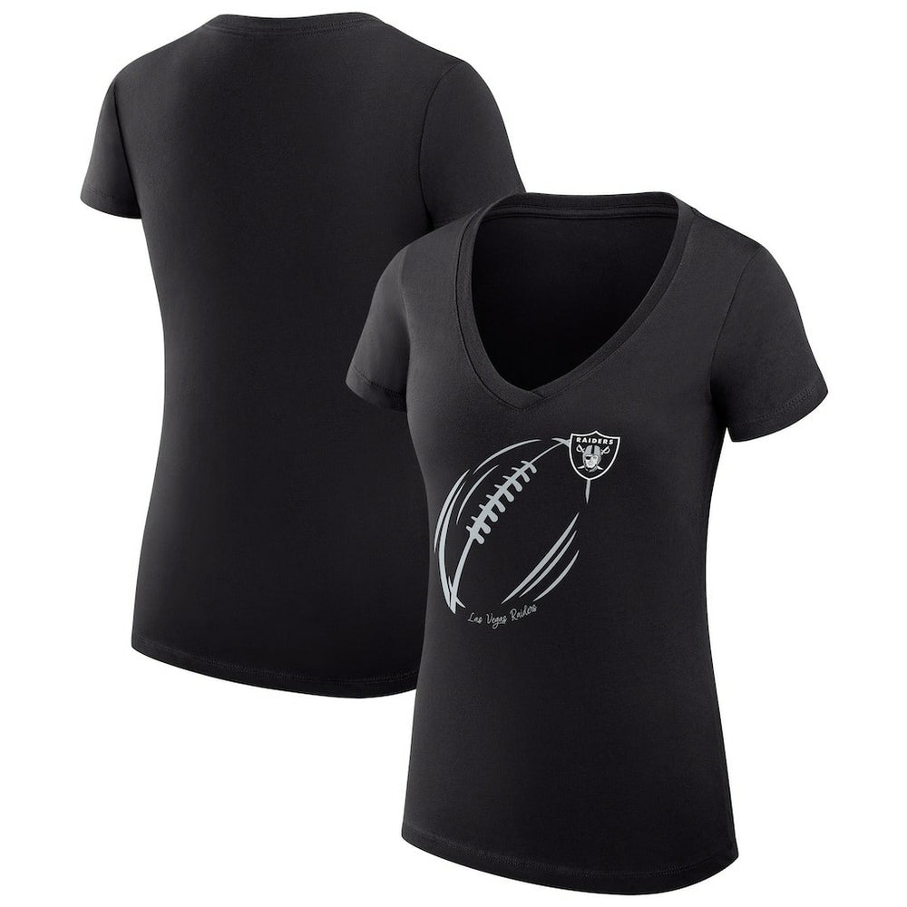 Las Vegas Raiders G-III 4Her by Carl Banks Women's Super-Slim Fit Lightweight Subtle Football V-Neck T-Shirt - Black T-shirts