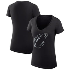 Las Vegas Raiders G-III 4Her by Carl Banks Women's Super-Slim Fit Lightweight Subtle Football V-Neck T-Shirt - Black T-shirts