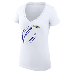 Baltimore Ravens G-III 4Her by Carl Banks Women's Super-Slim Fit Lightweight Subtle Football V-Neck T-Shirt - White T-shirts