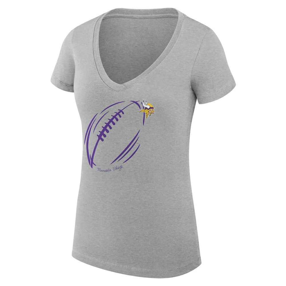 Minnesota Vikings G-III 4Her by Carl Banks Women's Super-Slim Fit Lightweight Subtle Football V-Neck T-Shirt - Heather Gray T-shirts