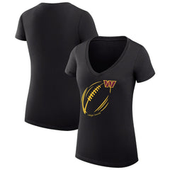 Washington Commanders G-III 4Her by Carl Banks Women's Super-Slim Fit Lightweight Subtle Football V-Neck T-Shirt - Black T-shirts