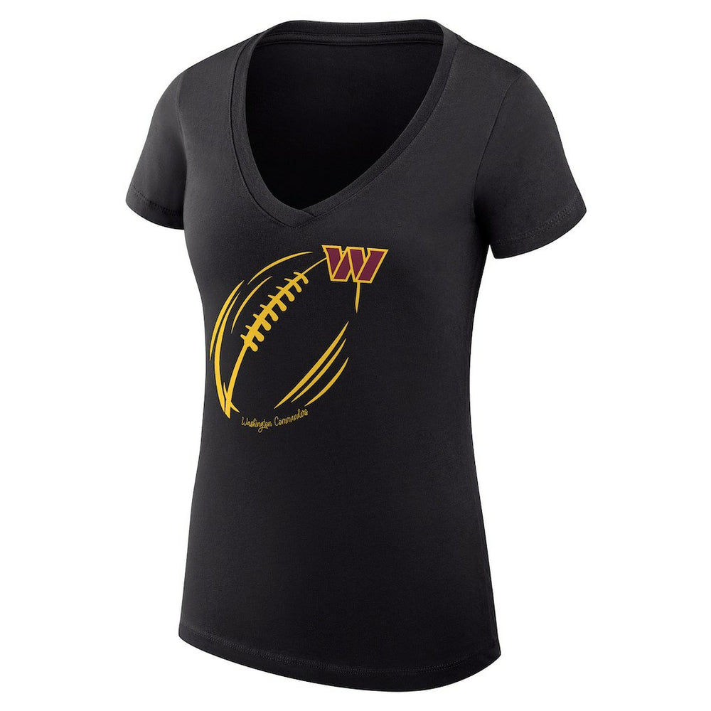 Washington Commanders G-III 4Her by Carl Banks Women's Super-Slim Fit Lightweight Subtle Football V-Neck T-Shirt - Black T-shirts