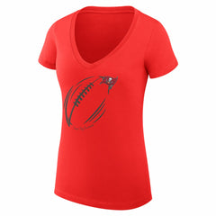 Tampa Bay Buccaneers G-III 4Her by Carl Banks Women's Super-Slim Fit Lightweight Subtle Football V-Neck T-Shirt - Red T-shirts