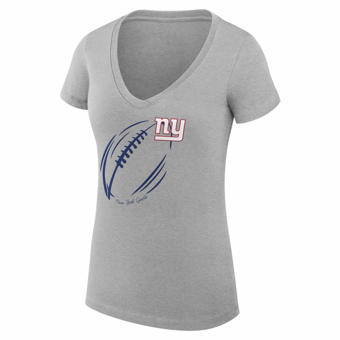 New York Giants G-III 4Her by Carl Banks Women's Super-Slim Fit Lightweight Subtle Football V-Neck T-Shirt - Heather Gray T-shirts