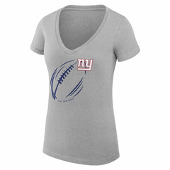 New York Giants G-III 4Her by Carl Banks Women's Super-Slim Fit Lightweight Subtle Football V-Neck T-Shirt - Heather Gray T-shirts