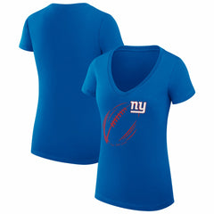 New York Giants G-III 4Her by Carl Banks Women's Super-Slim Fit Lightweight Subtle Football V-Neck T-Shirt - Royal T-shirts