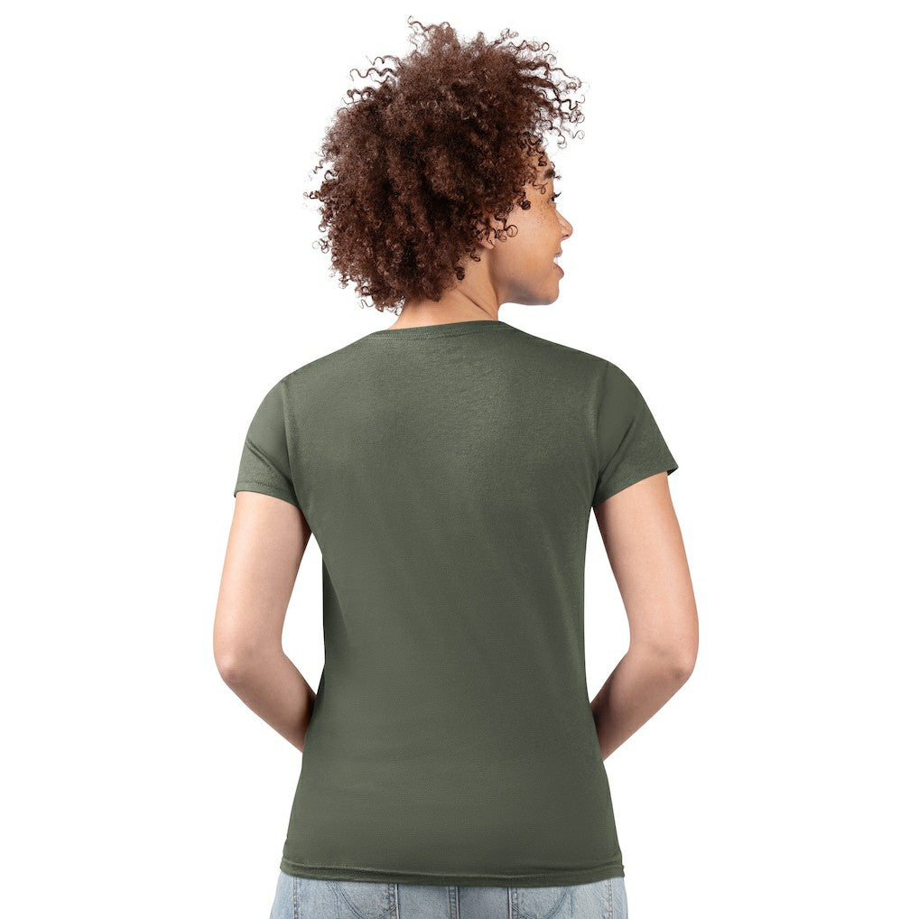 New York Jets G-III 4Her by Carl Banks Women's Super-Slim Fit Lightweight Subtle Football V-Neck T-Shirt - Olive T-shirts