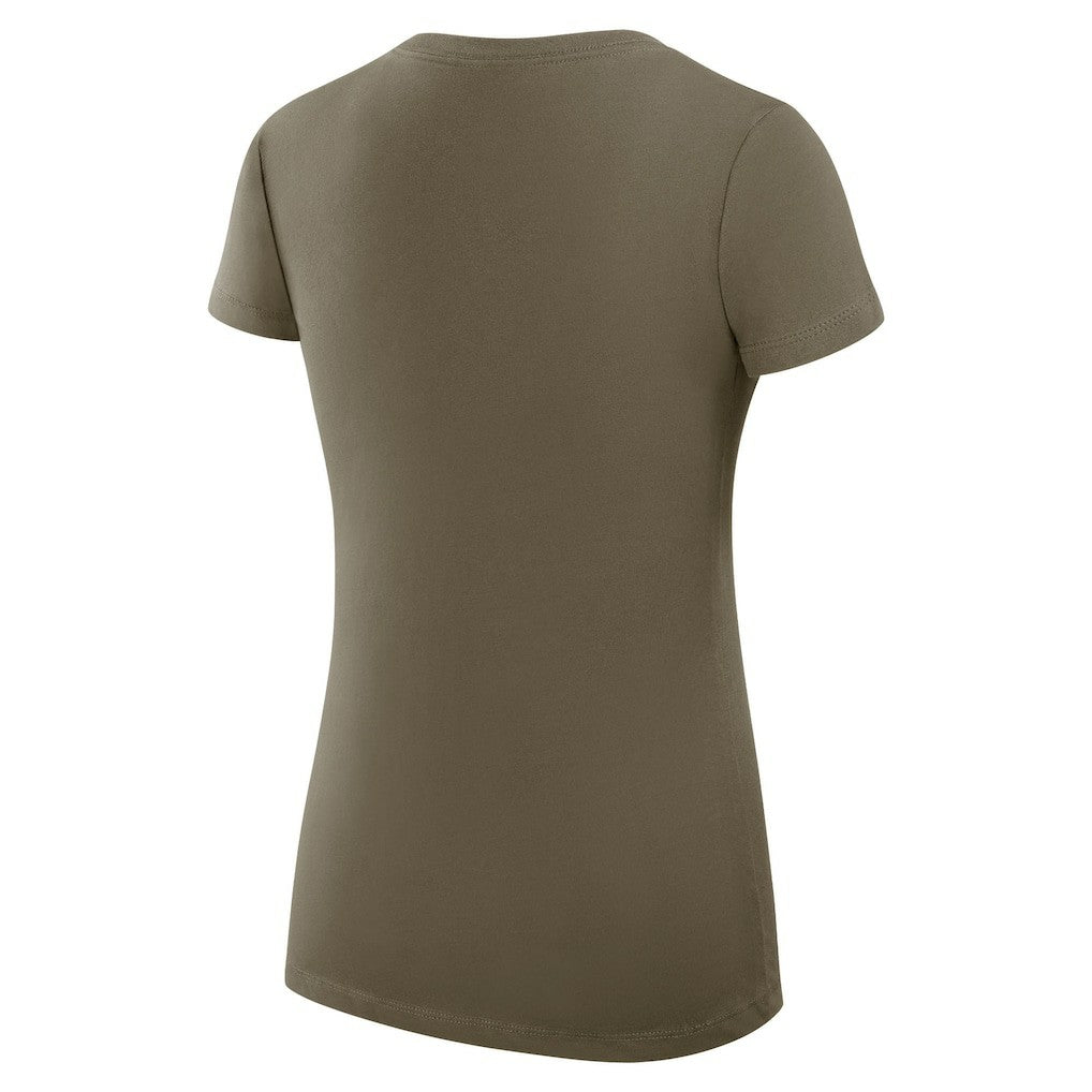 New York Jets G-III 4Her by Carl Banks Women's Super-Slim Fit Lightweight Subtle Football V-Neck T-Shirt - Olive T-shirts