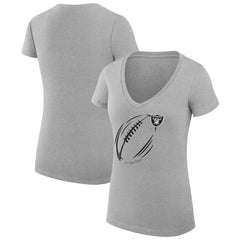 Las Vegas Raiders G-III 4Her by Carl Banks Women's Super-Slim Fit Lightweight Subtle Football V-Neck T-Shirt - Heather Gray T-shirts