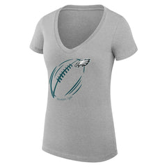Philadelphia Eagles G-III 4Her by Carl Banks Women's Super-Slim Fit Lightweight Subtle Football V-Neck T-Shirt - Heather Gray T-shirts