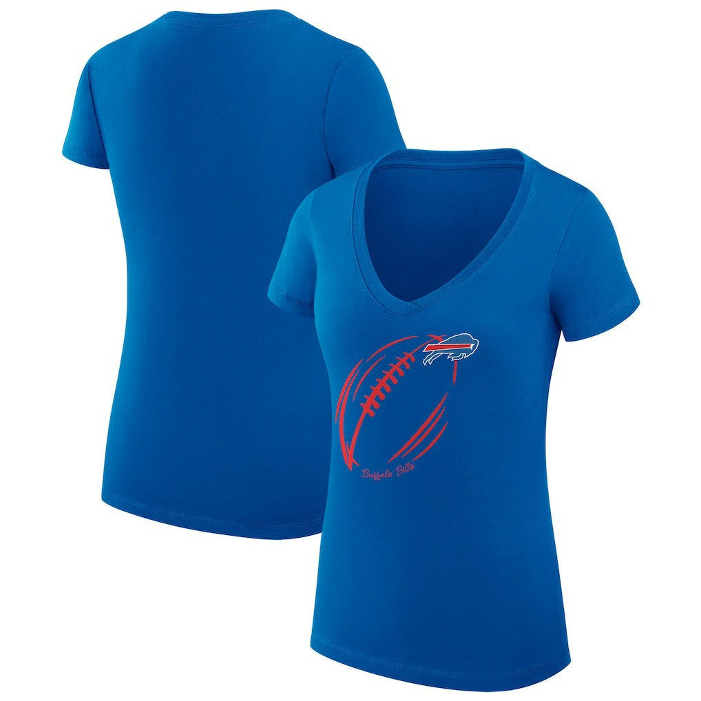 Buffalo Bills G-III 4Her by Carl Banks Women's Super-Slim Fit Lightweight Subtle Football V-Neck T-Shirt - Royal T-shirts