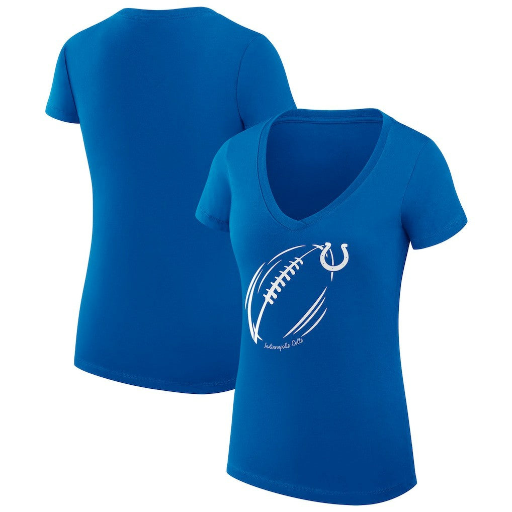 Indianapolis Colts G-III 4Her by Carl Banks Women's Super-Slim Fit Lightweight Subtle Football V-Neck T-Shirt - Royal T-shirts