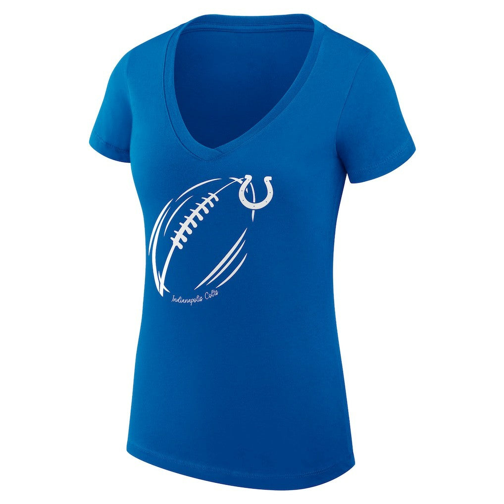 Indianapolis Colts G-III 4Her by Carl Banks Women's Super-Slim Fit Lightweight Subtle Football V-Neck T-Shirt - Royal T-shirts