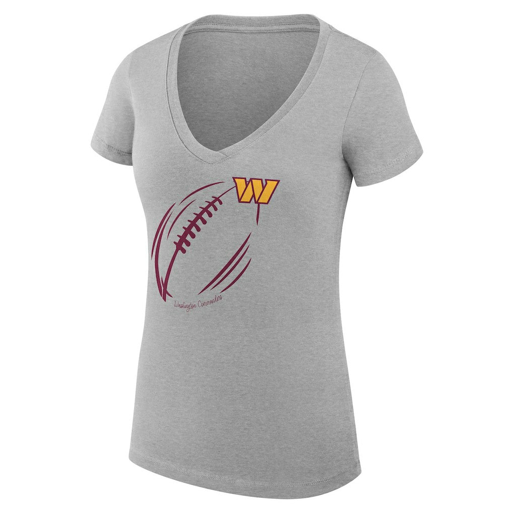 Washington Commanders G-III 4Her by Carl Banks Women's Super-Slim Fit Lightweight Subtle Football V-Neck T-Shirt - Heather Gray T-shirts